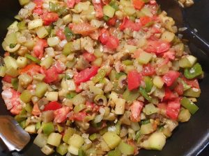 Caponata à ma façon fin de cuisson sur le feu