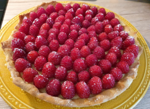 Tarte aux Framboises saupoudrées de Sucre glace
