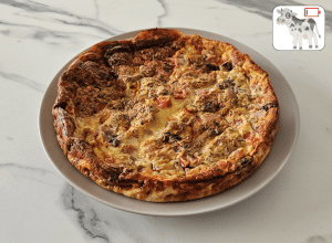 Clafoutis à la Tomate, au Jambon et aux Olives